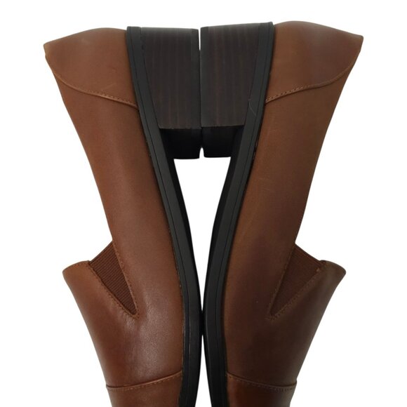 Bella Vita Ohara Burnished Leather Loafer Women 12M Camel Slip On Block Heel NEW - Picture 13 of 16